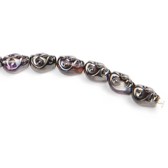 12 Pack: Black Glass Skull Beads, 10mm by Bead Landing™